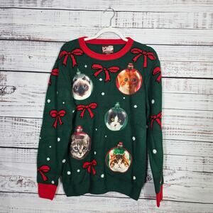 Ugly Party Christmas Sweater Tree Ornaments Cats Large Kitten Funny Holiday L